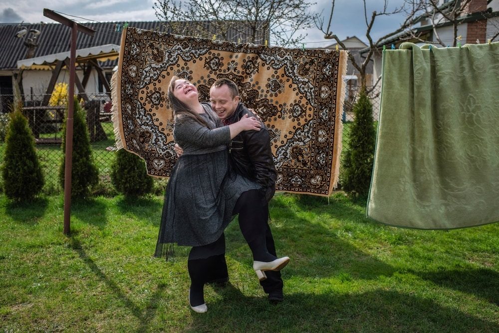 Oleksandr Rupeta couple with special needs enjoying eachother's company